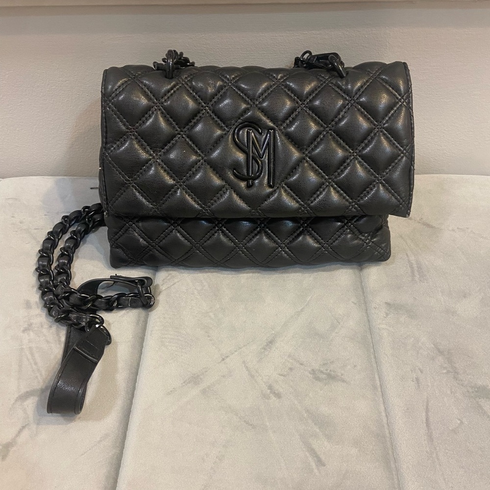 Steve Madden Black Quilted Shoulder Bag with Chain Strap